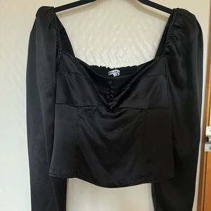 Black silk long sleeve Reformation top